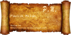 Pavlik Milán névjegykártya