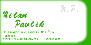 milan pavlik business card